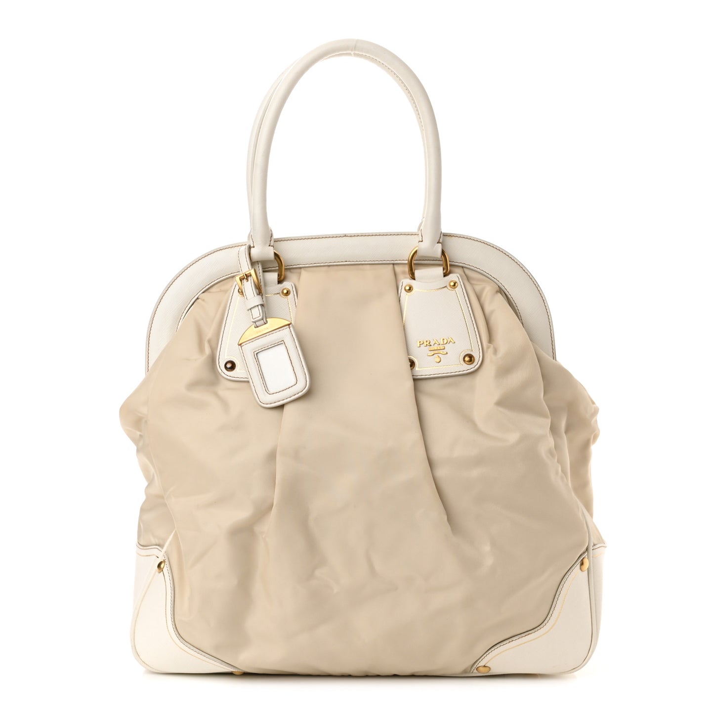 Nylon Tessuto Vitello Daino Tote White