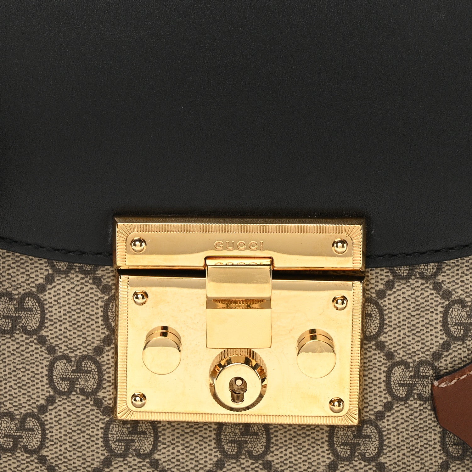 Gucci GG Supreme Monogram Web Medium Padlock Messenger Shoulder Bag Black 8 of 10