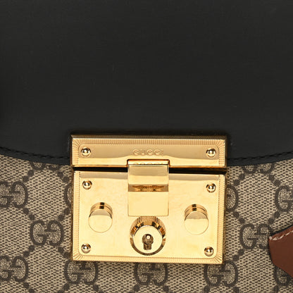 Gucci GG Supreme Monogram Web Medium Padlock Messenger Shoulder Bag Black 8 of 10