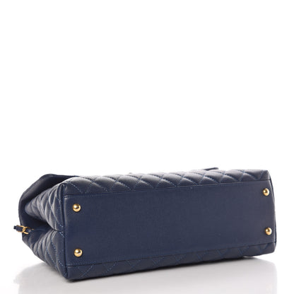 Chanel Caviar Lizard Quilted Medium Coco Handle Flap Navy 4 of 13
