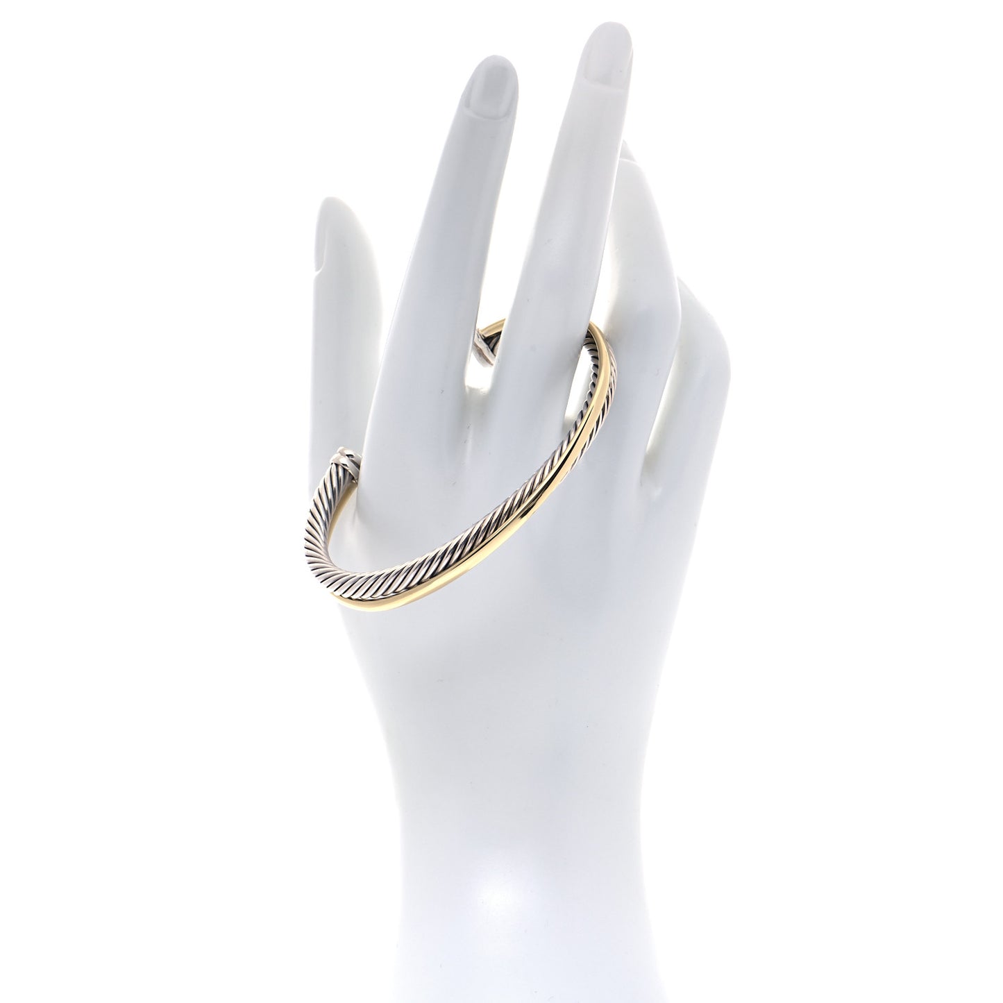 Sterling Silver 18K Yellow Gold 5mm Crossover Cuff Bracelet