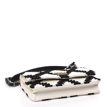 Chanel Calfskin Crochet 19 Wallet On Chain WOC White Black 4 of 12