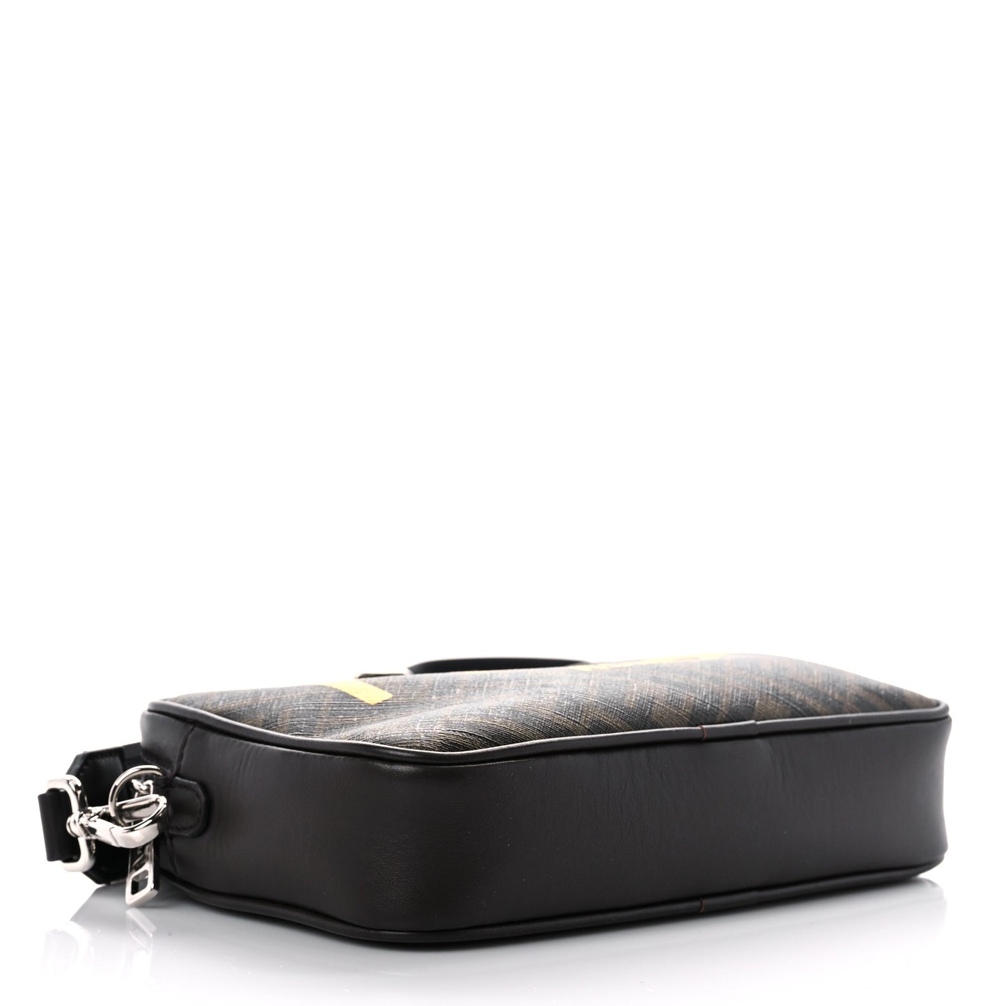 Shiny Glazed Fabric Vitello Cover FF 1974 Logo Medium Camera Case Tobacco Moro Giallo Ebano