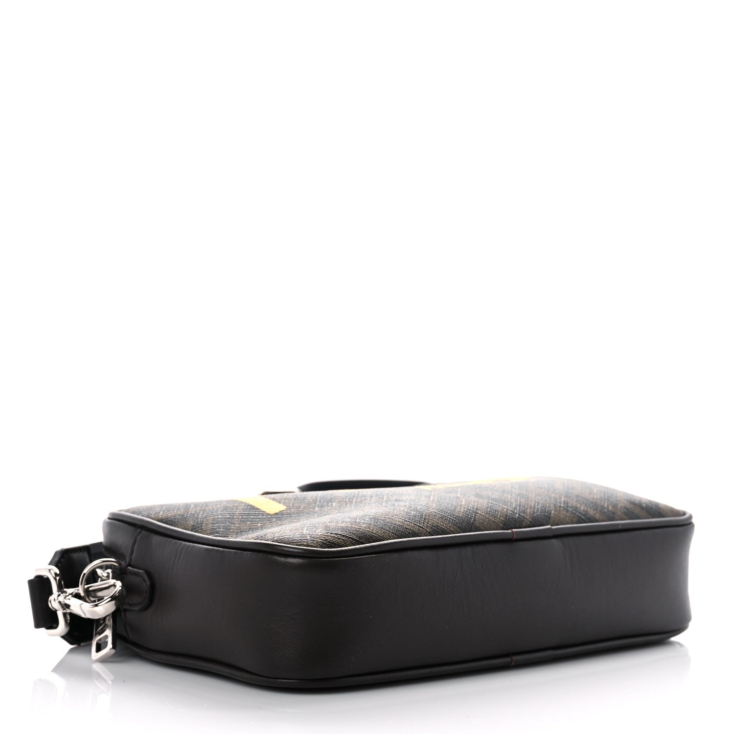 Fendi Shiny Glazed Fabric Vitello Cover FF 1974 Logo Medium Camera Case Tobacco Moro Giallo Ebano 4 of 12