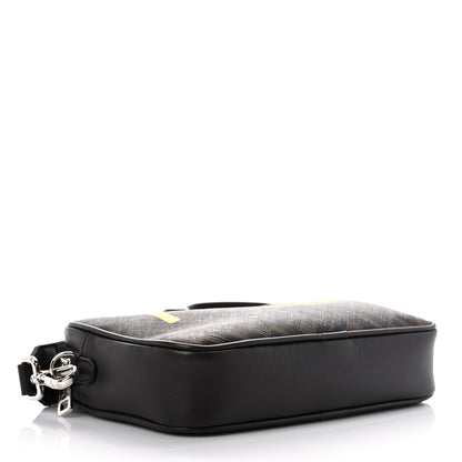 Fendi Shiny Glazed Fabric Vitello Cover FF 1974 Logo Medium Camera Case Tobacco Moro Giallo Ebano 4 of 12