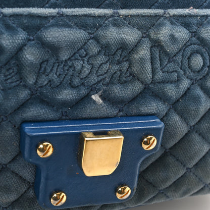 Dolce & Gabbana Velvet Watersnake Embellished Quilted Lucia Shoulder Bag Blue 10 of 11