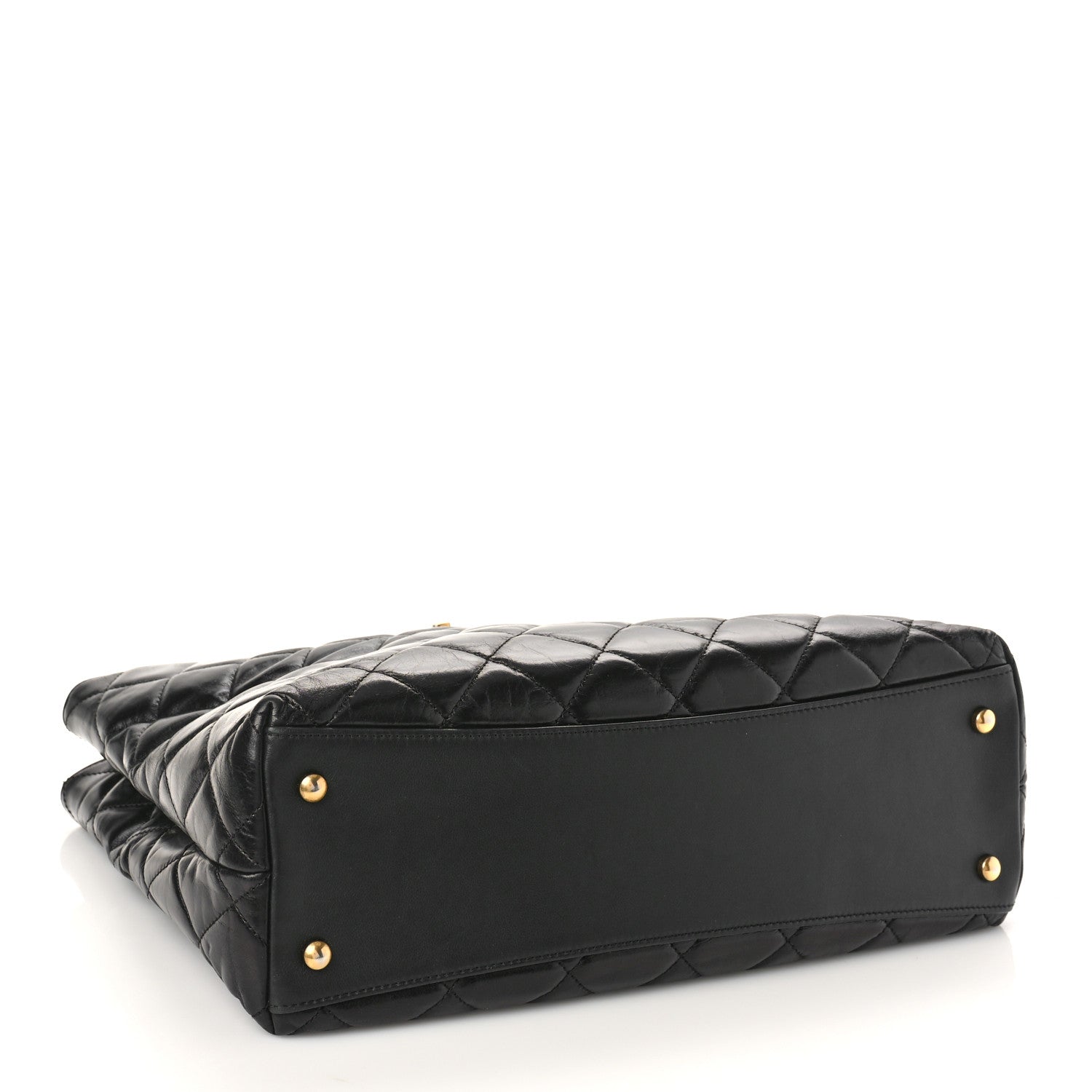 Chanel Glazed Calfskin Quilted Gold Bar Tote Black 4 of 10
