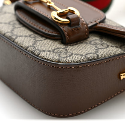 Gucci GG Supreme Monogram Azalea Calfskin Web Horsebit 1955 Wallet On Strap Beige Ebony Brown Sugar 10 of 10