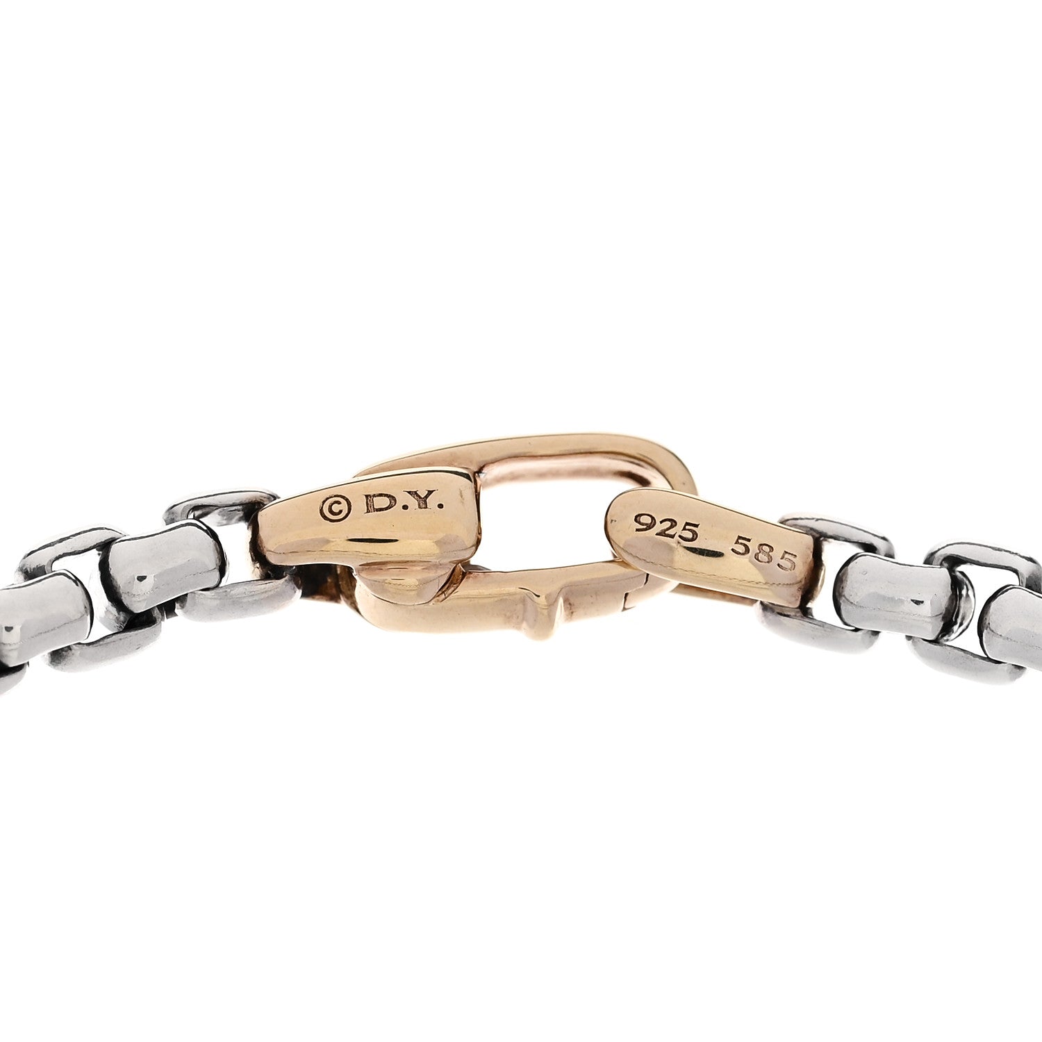 David Yurman Sterling Silver 14K Yellow Gold 4mm Box Chain Bracelet 3 of 3