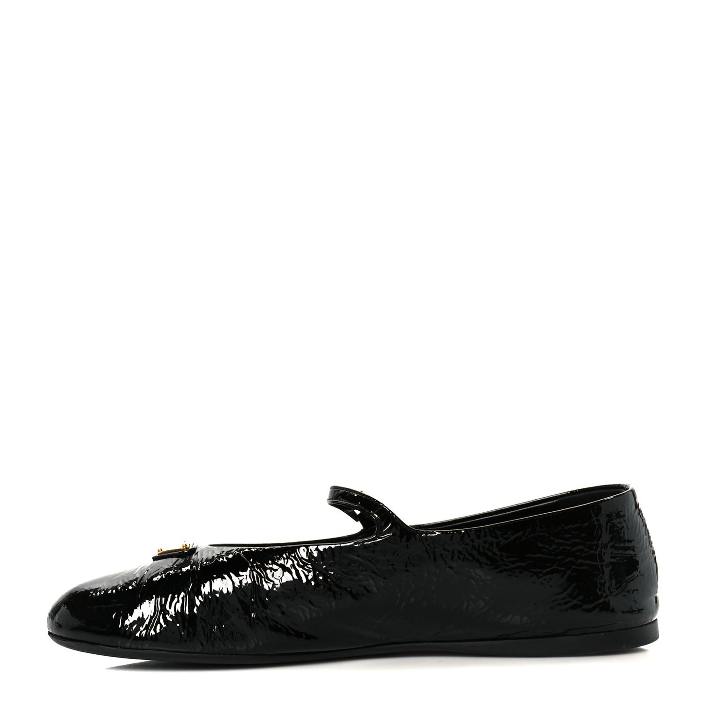 Patent Calfskin Triangle Ballerina Flats 40 Black