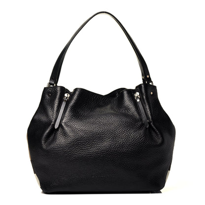 Burberry Grainy Calfskin House Check Medium Maidstone Black 1 of 10