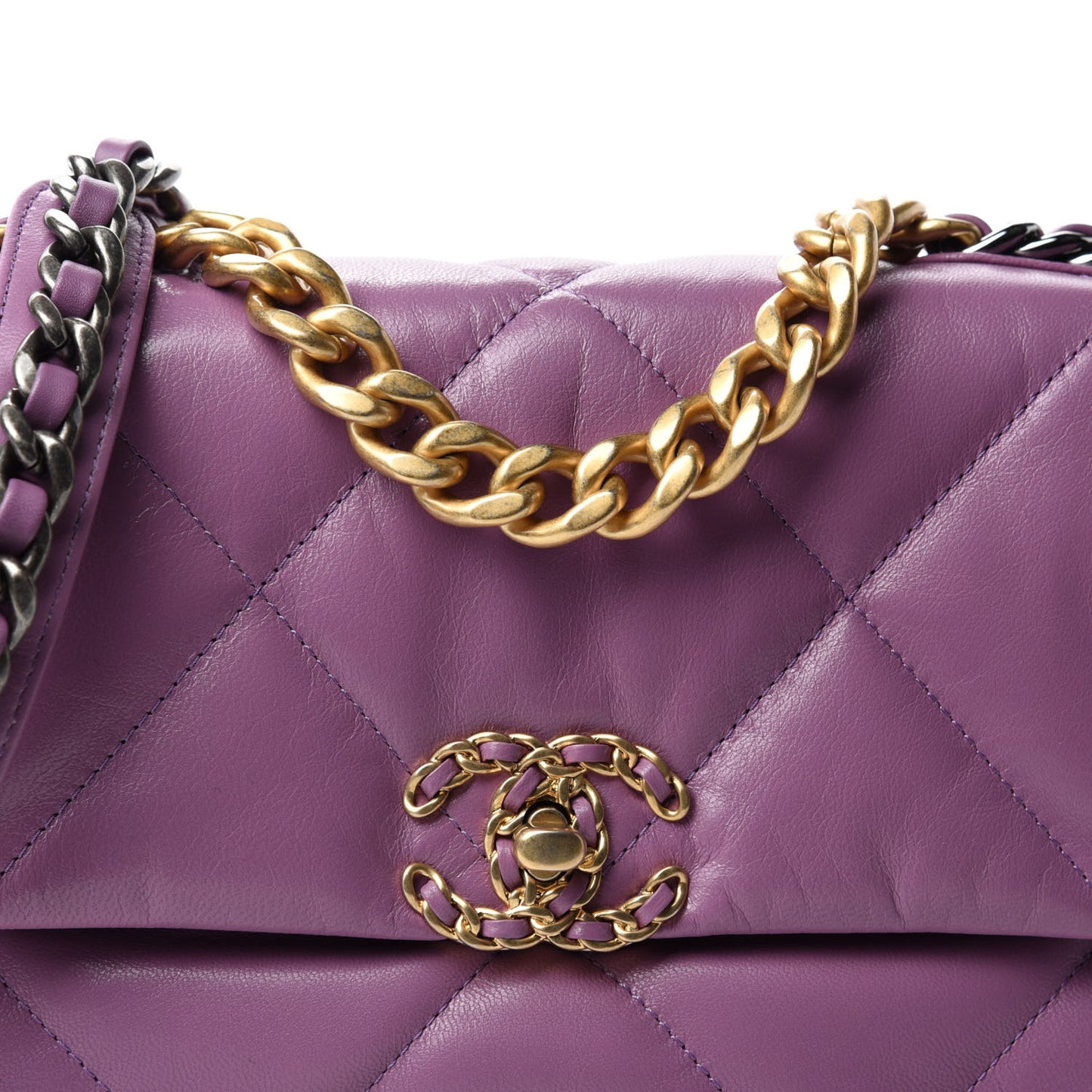 Goatskin Quilted Medium 19 Flap Violet Purple