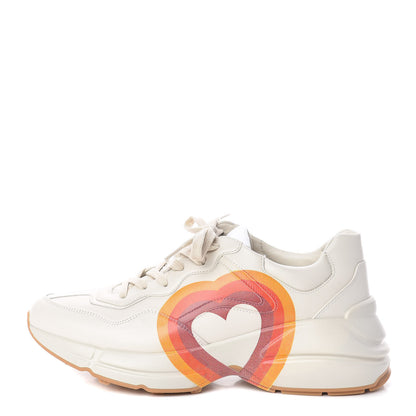 Gucci Calfskin Interlocking G Heart Rhyton Sneakers 40 Mystic White 1 of 13