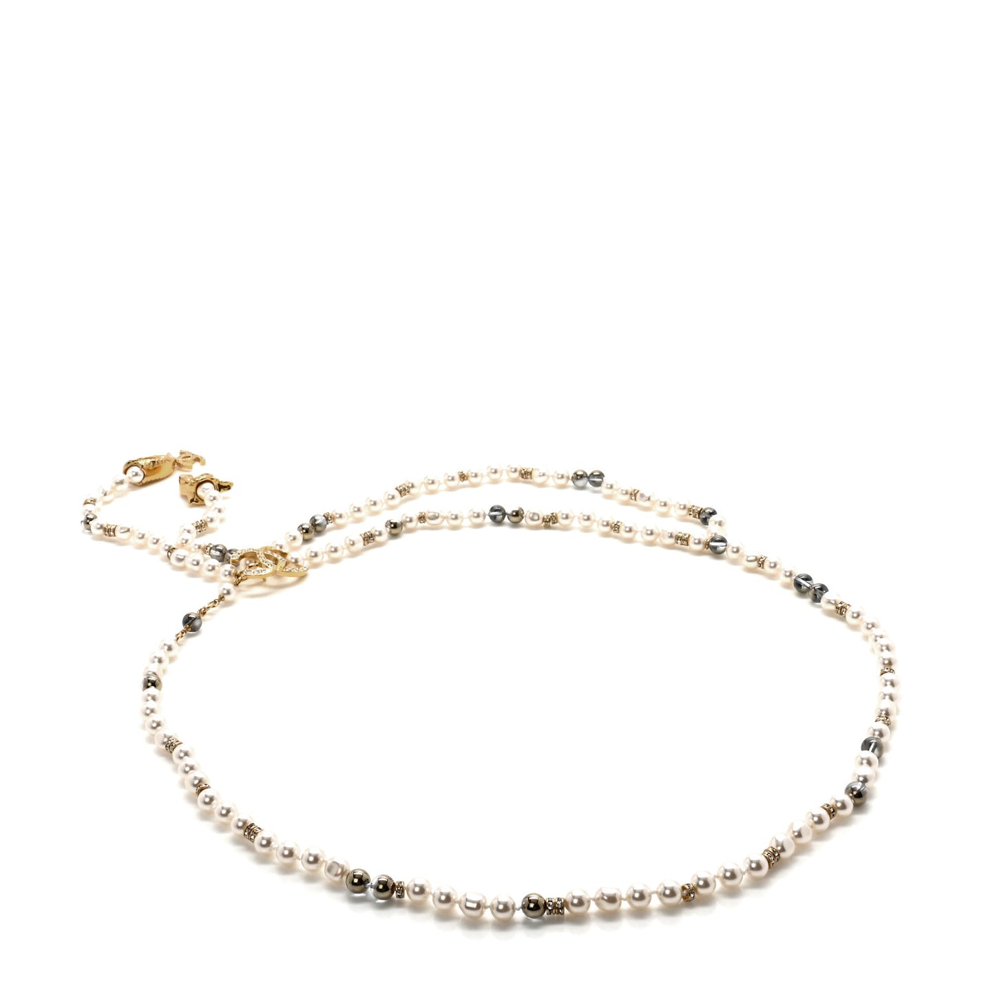 Pearl Crystal CC Dragon Chain Belt Gold White Ruthenium Grey