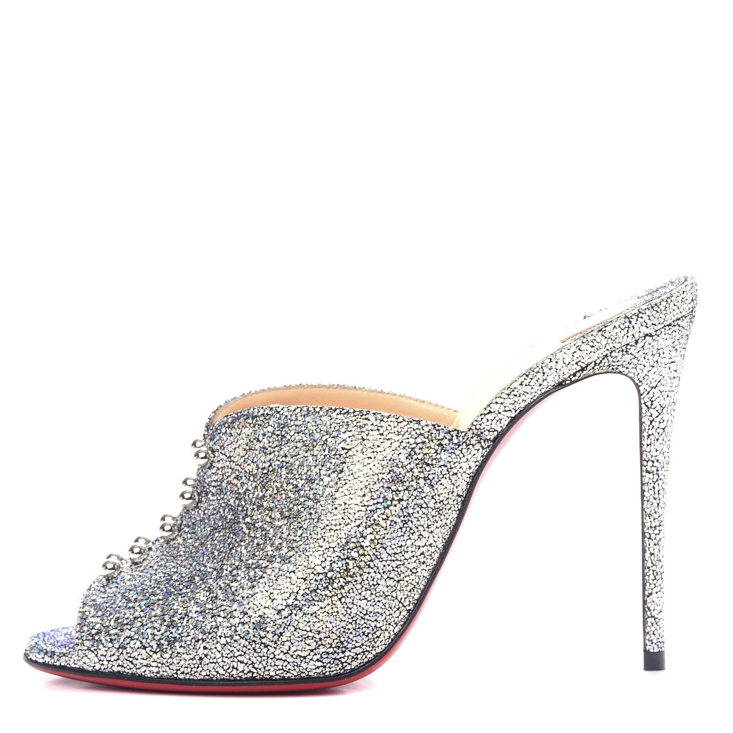 Christian Louboutin Nappa Mica PVC Glitter Predumule 100 Pumps 36 Silver 1 of 9