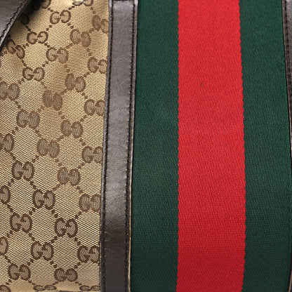 Gucci Monogram Selleria Calfskin Vintage Web Medium Boston Beige Ebony Cocoa 12 of 18