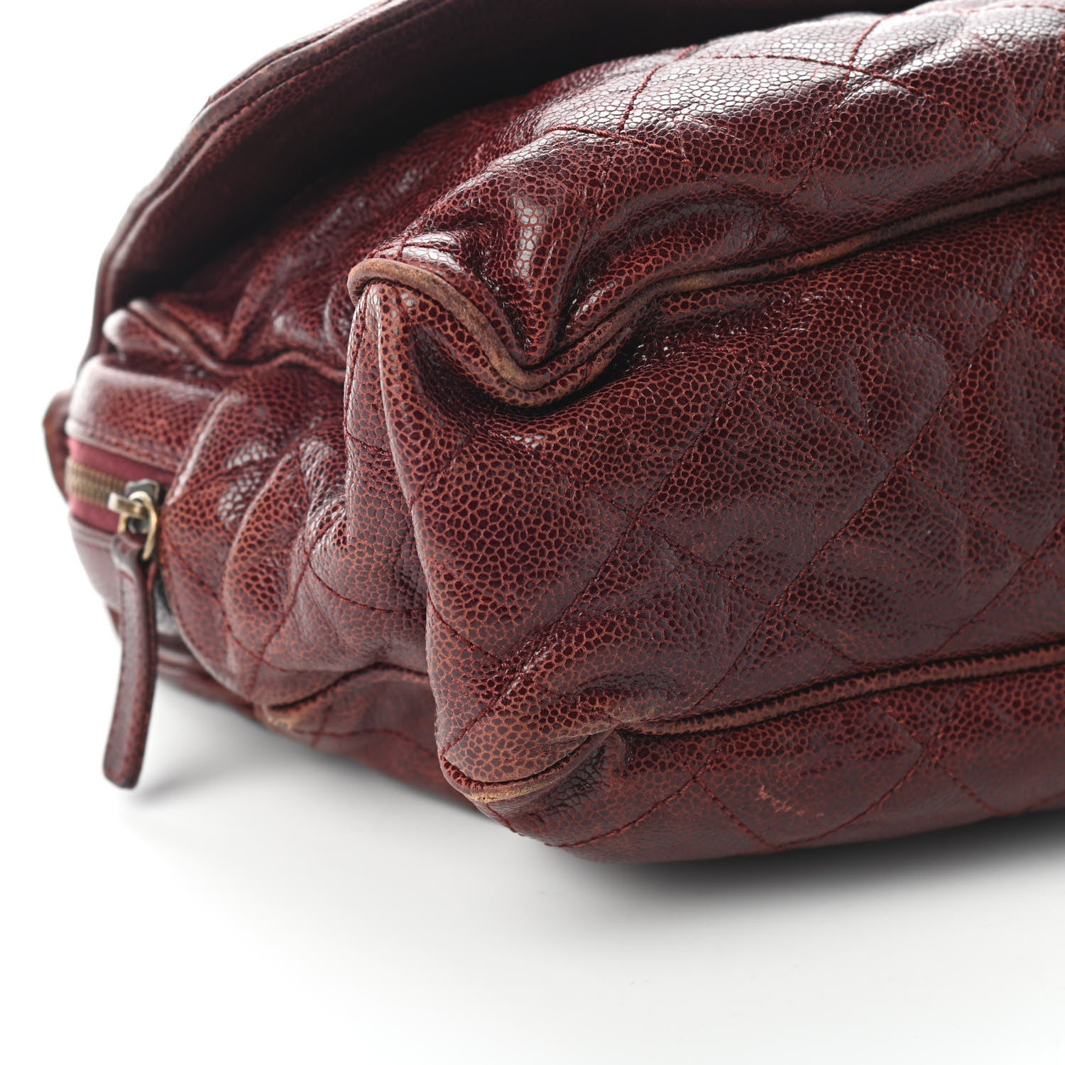 Chanel Crumpled Grained Calfskin Quilted Maxi Shiva Flap Bordeaux 8 of 11