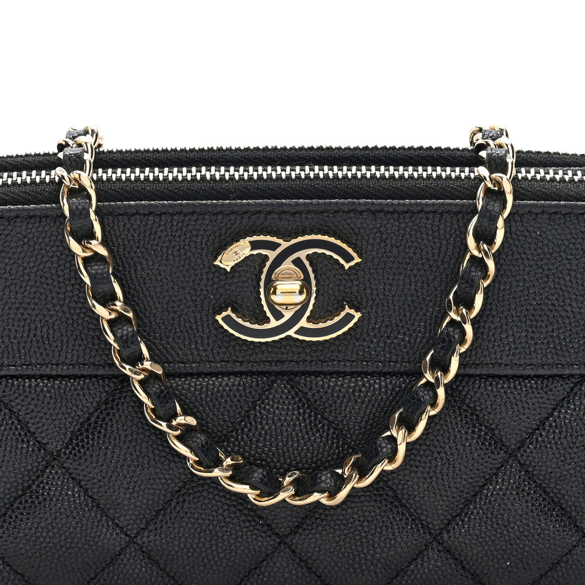 Chanel Caviar Quilted Zipped Phone Holder With Chain Black 7 of 10