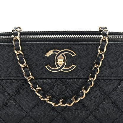 Chanel Caviar Quilted Zipped Phone Holder With Chain Black 7 of 10