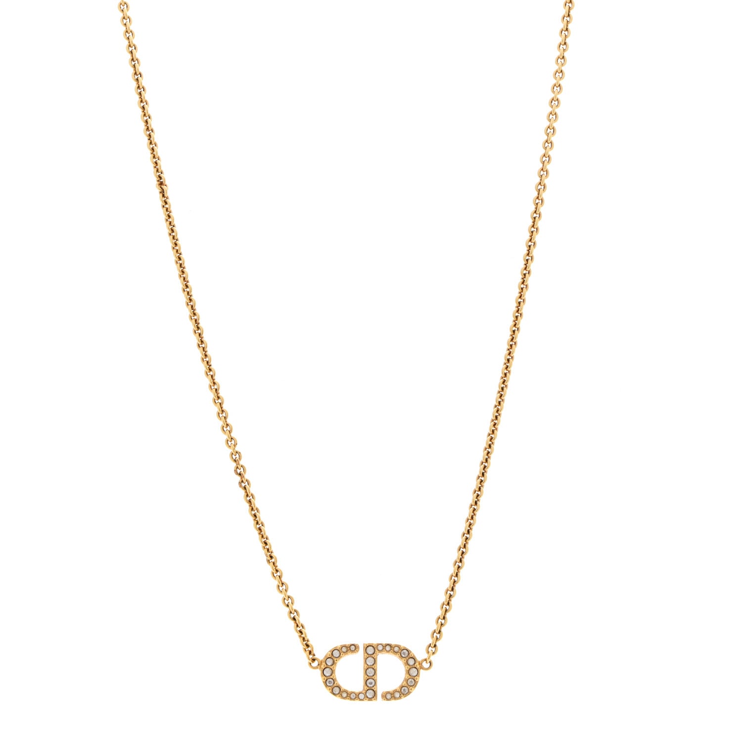 Christian Dior Metal Crystal Clair D Lune Necklace Gold 1736199