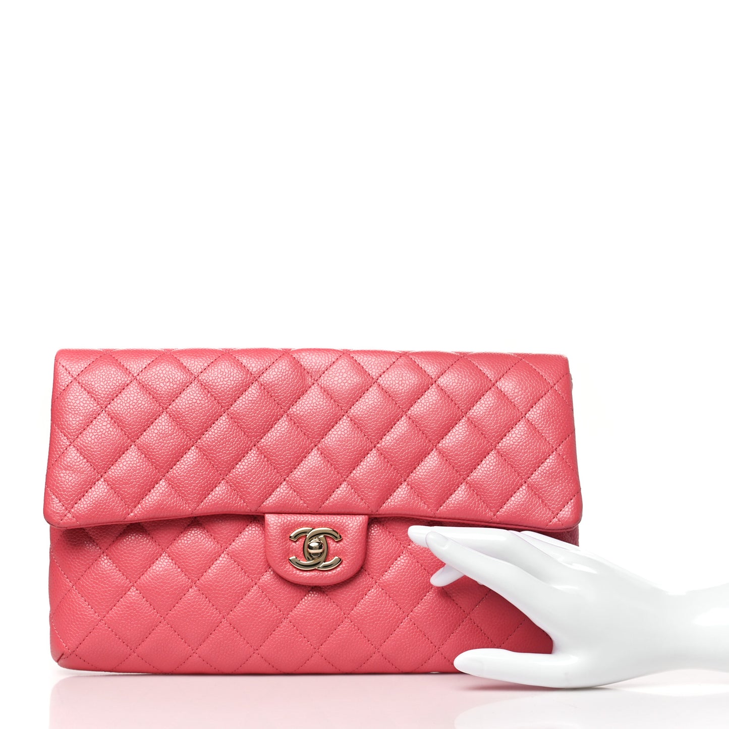 Caviar Quilted Flap Clutch Pink