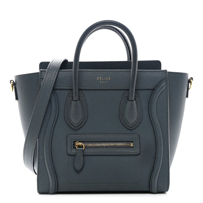 Celine Drummed Calfskin Nano Luggage Petrol 1 of 11