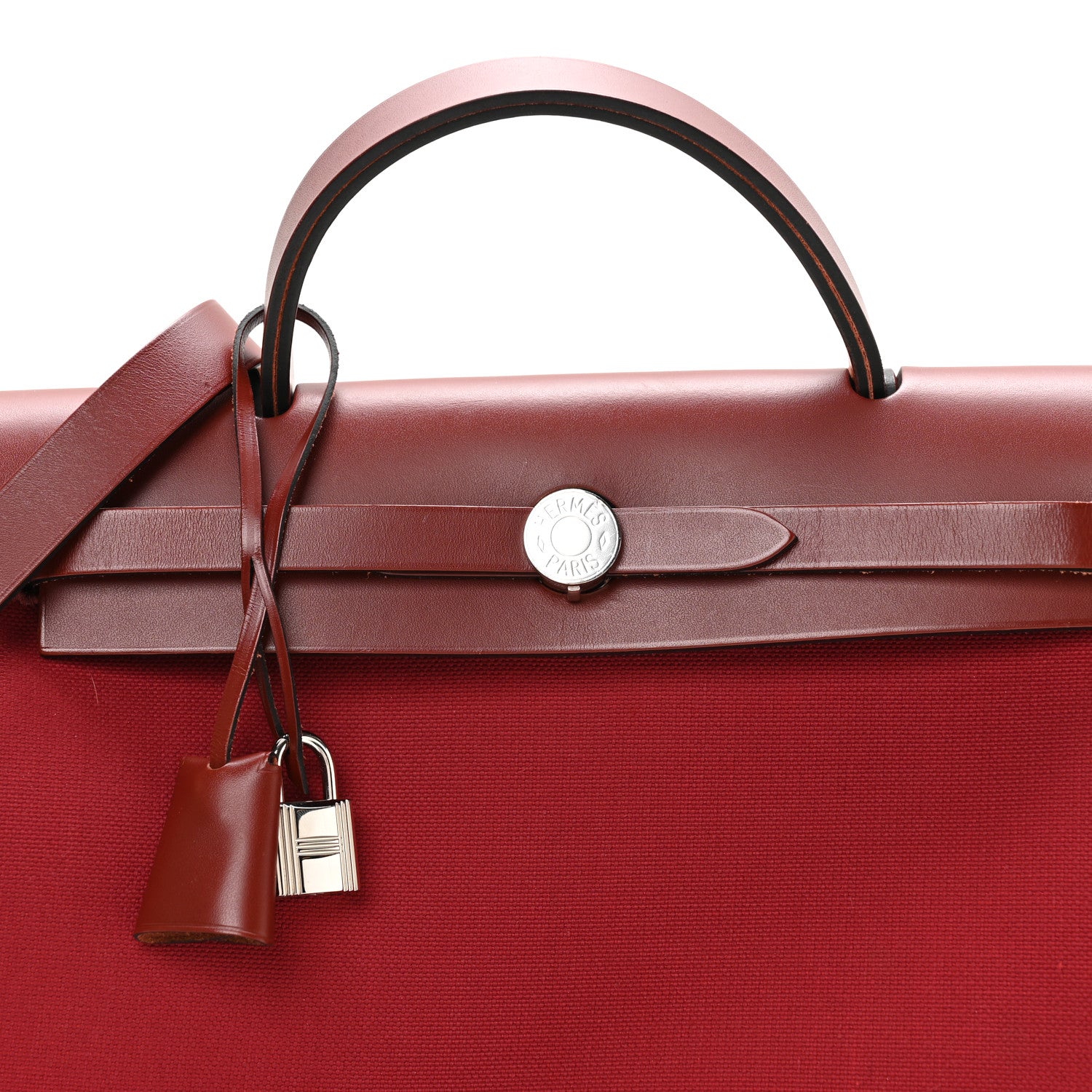Hermes Vache Hunter Toile Herbag Zip 31 PM Rouge H 9 of 12