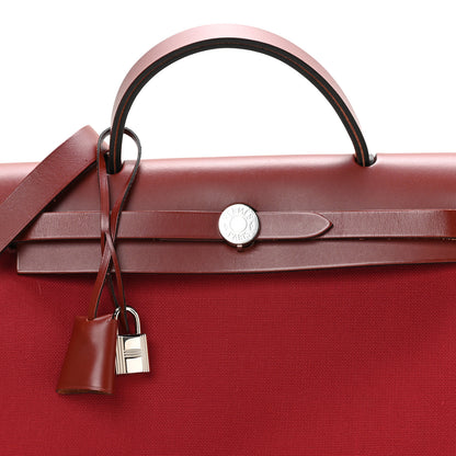 Hermes Vache Hunter Toile Herbag Zip 31 PM Rouge H 9 of 12