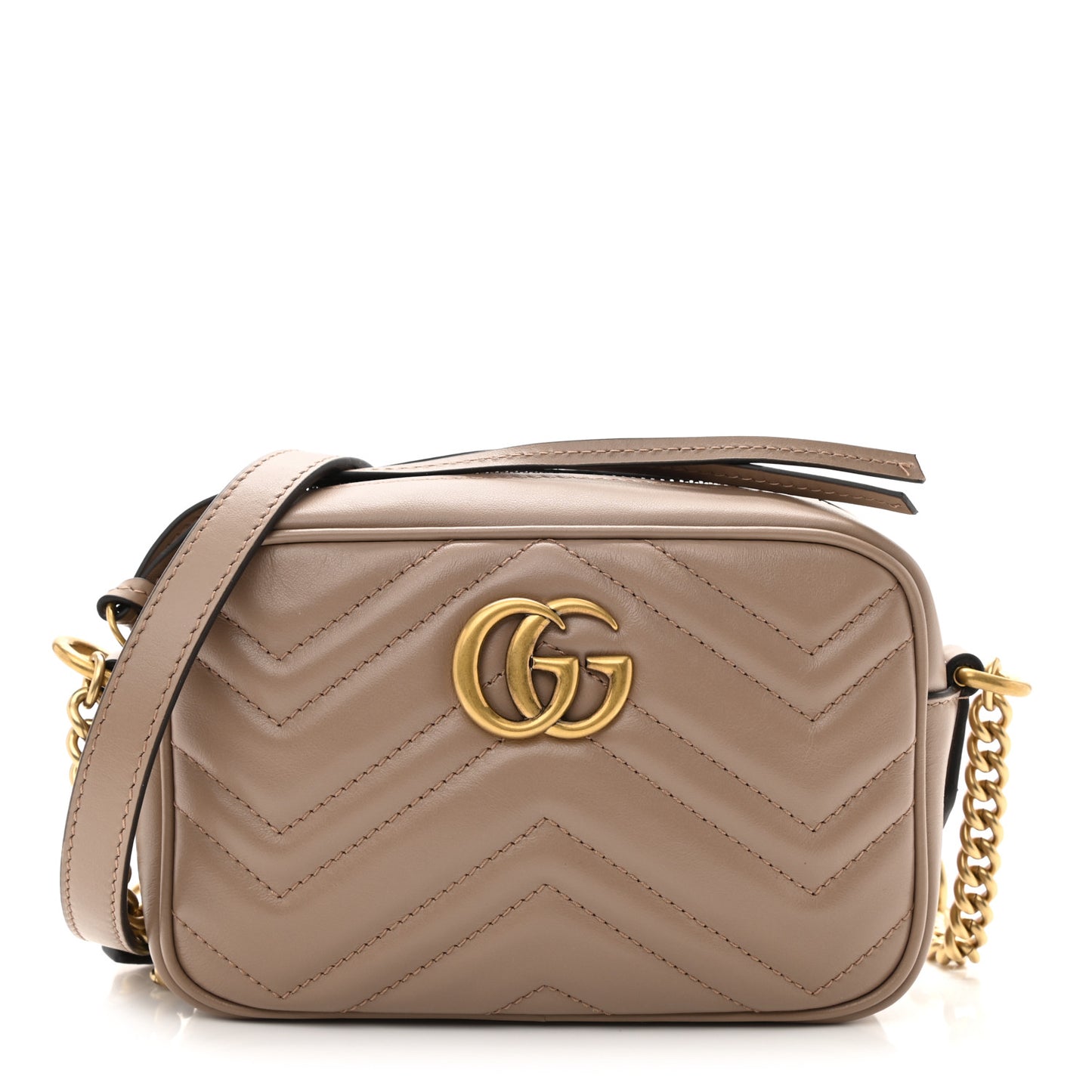 Calfskin Matelasse Mini GG Marmont Chain Shoulder Bag Porcelain Rose