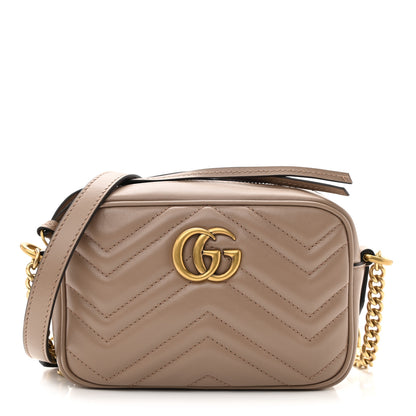 Gucci Calfskin Matelasse Mini GG Marmont Chain Shoulder Bag Porcelain Rose 1 of 10
