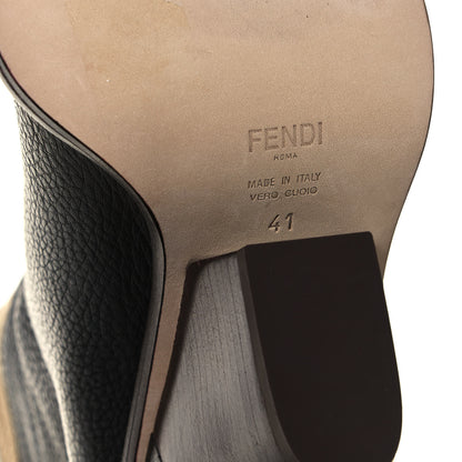 Fendi X FILA Grained Calfskin Mania FF 1974 Embossed Cutwalk Tall Boots 41 Black Zucca White 6 of 7