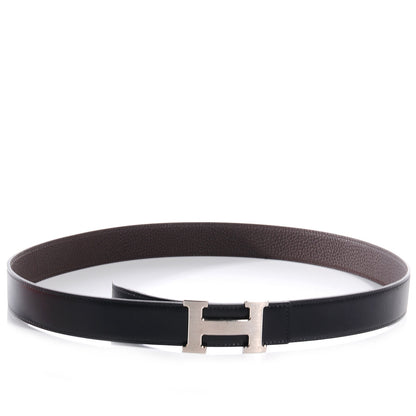 Hermes Box Togo Reversible Constance 32mm Brushed H Belt 95 Noir Chocolate 1 of 6