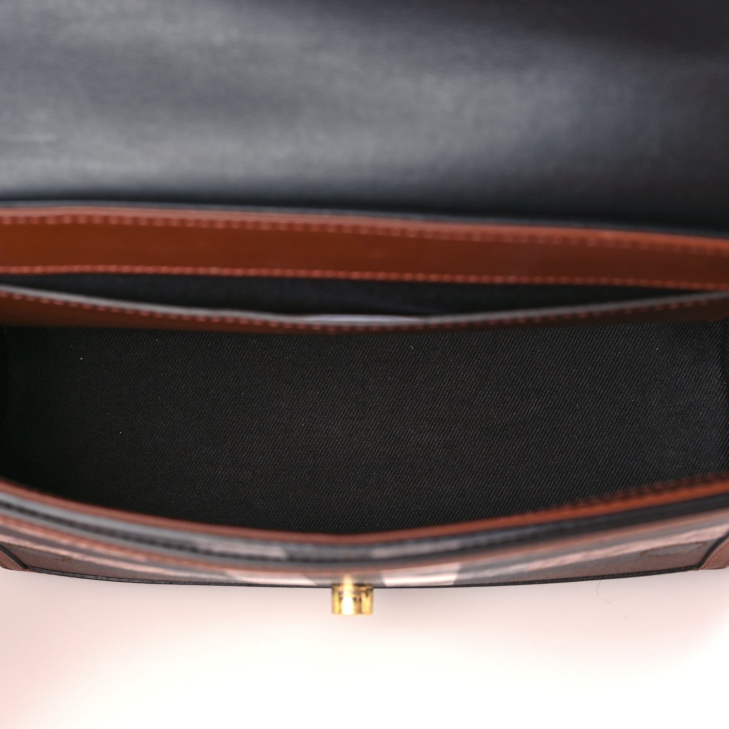Burberry Coated Canvas Calfskin Vintage Check Medium Note Crossbody Bag Dark Birch Black 5 of 9