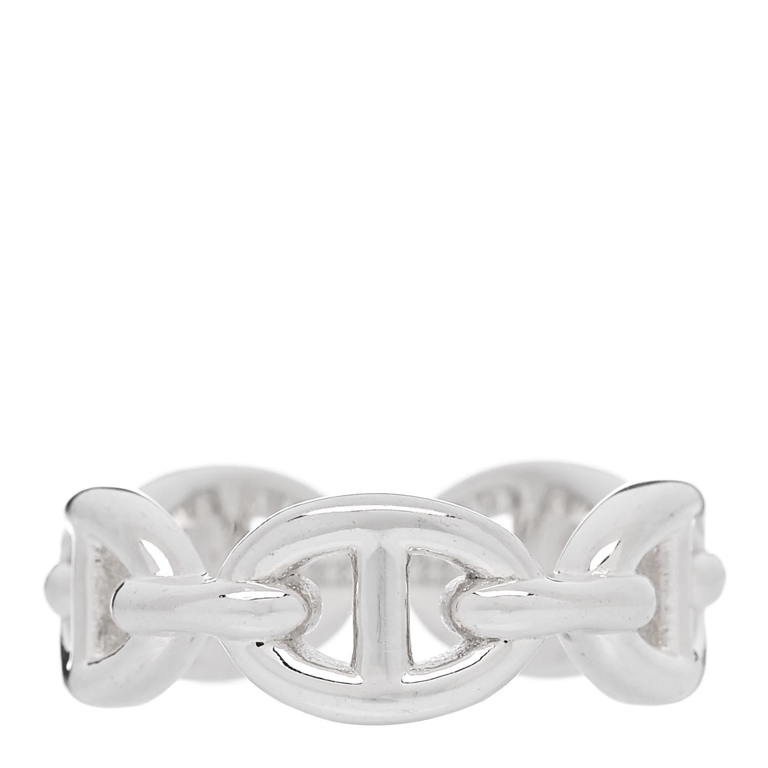 Hermes Sterling Silver PM Chaine d'Ancre Enchainee Band Ring 49 5 1 of 9