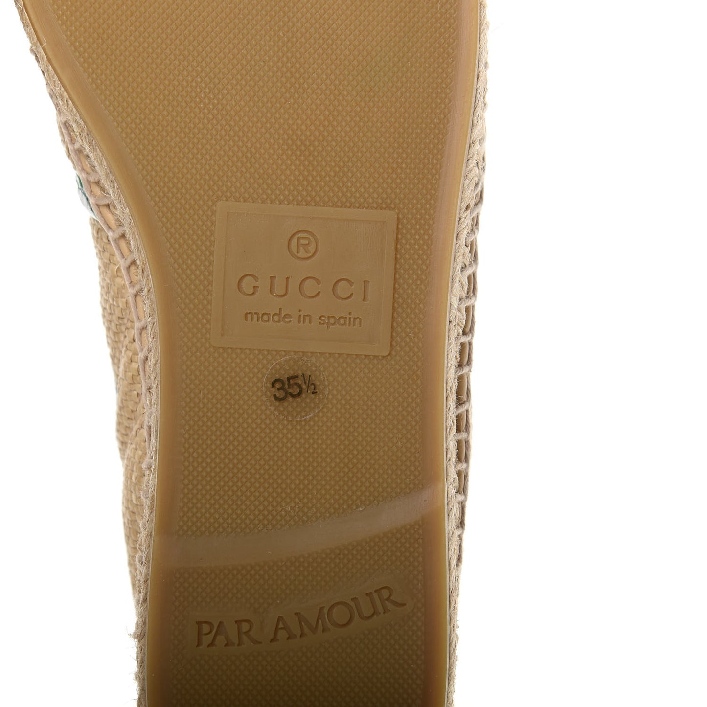 Straw Elaphe Matelasse GG Marmont Espadrilles 35.5 Natural New Shamarock