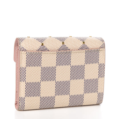 Louis Vuitton Damier Azur Studded Zoe Wallet Rose Ballerine 2 of 6