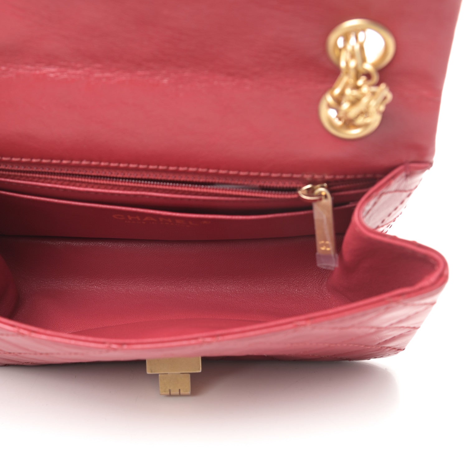 Chanel Aged Calfskin Quilted 2.55 Reissue Mini Flap Red 5 of 13