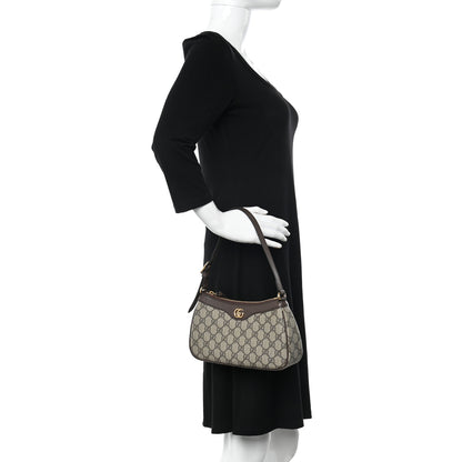 Gucci GG Supreme Monogram Textured Dollar Calfskin Small Ophidia Hobo Beige Ebony New Acero 2 of 12