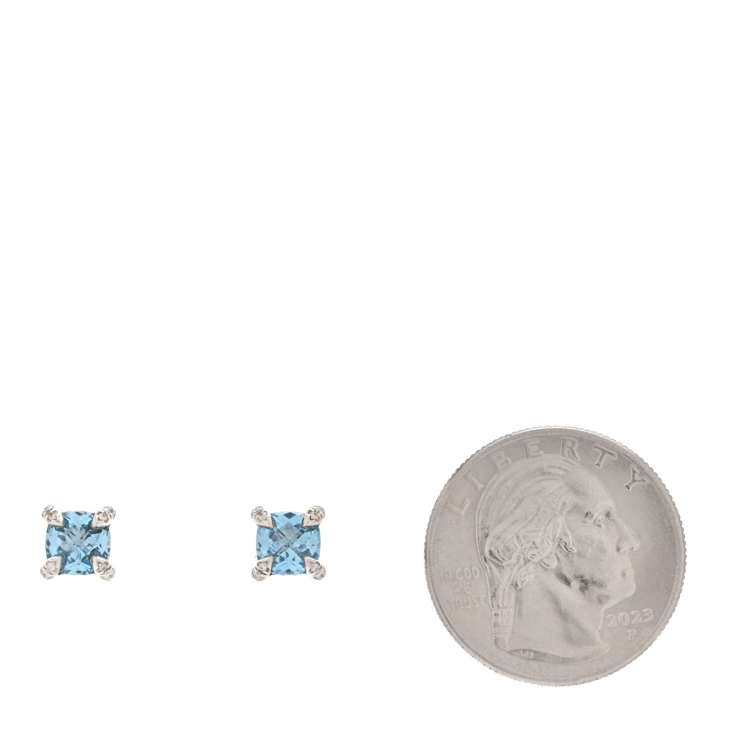 David Yurman Sterling Silver Diamond Blue Topaz Petite Chatelaine Earrings 2 of 4