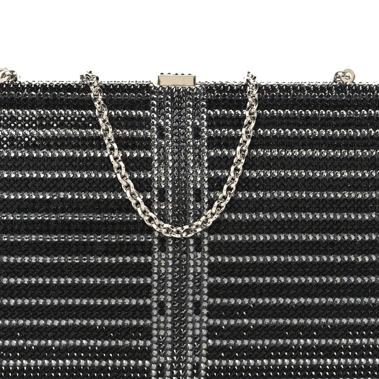 Swarovski Crystal Minaudiere Clutch Black Silver