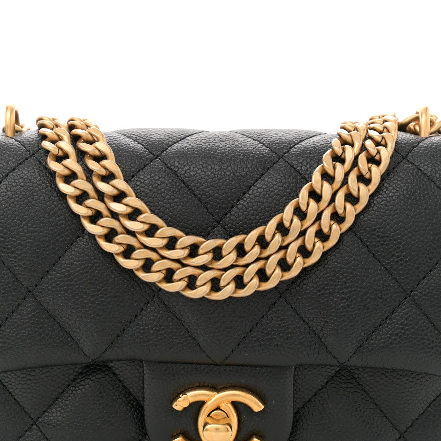 Caviar Quilted Mini Sweetheart Rectangular Flap Black