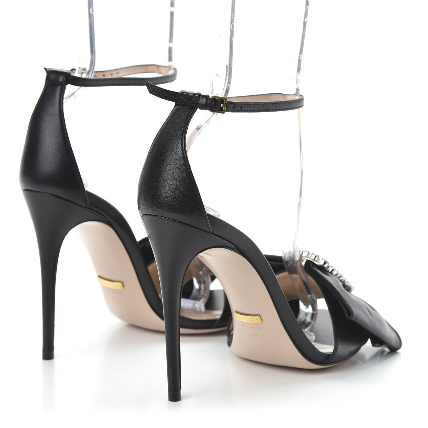 Nappa Ilse Pleated Bow Sandals 37 Black