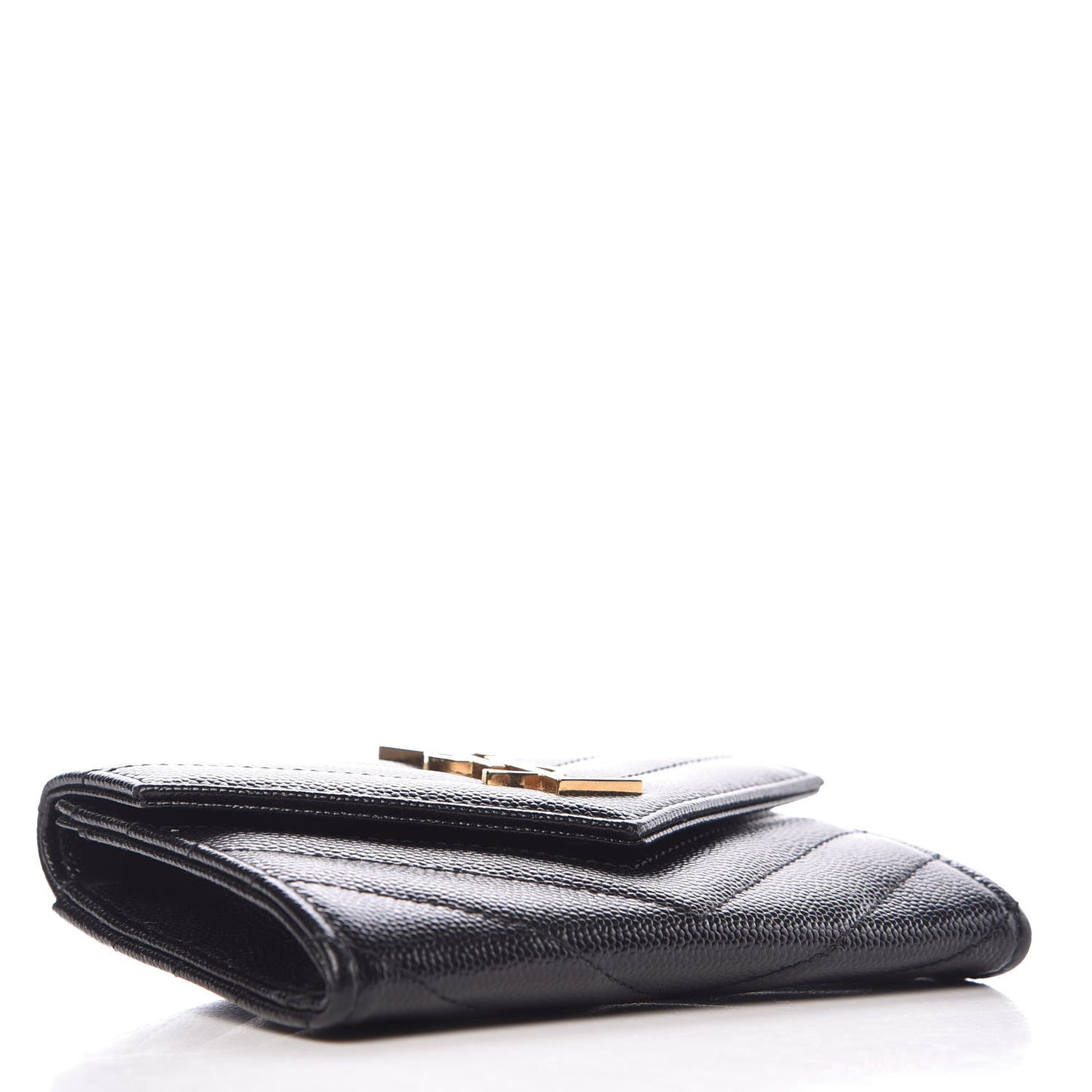 Grain De Poudre Matelasse Chevron Small Monogram Envelope Wallet Black