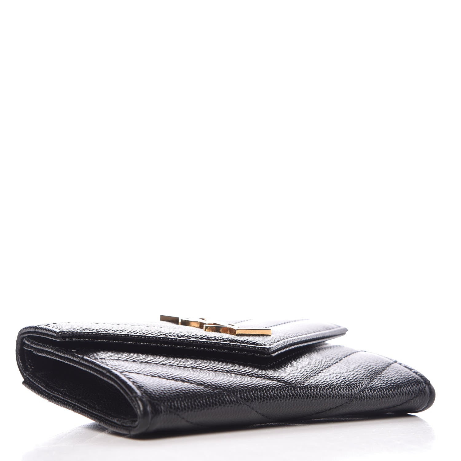 Saint Laurent Grain De Poudre Matelasse Chevron Small Monogram Envelope Wallet Black 4 of 7