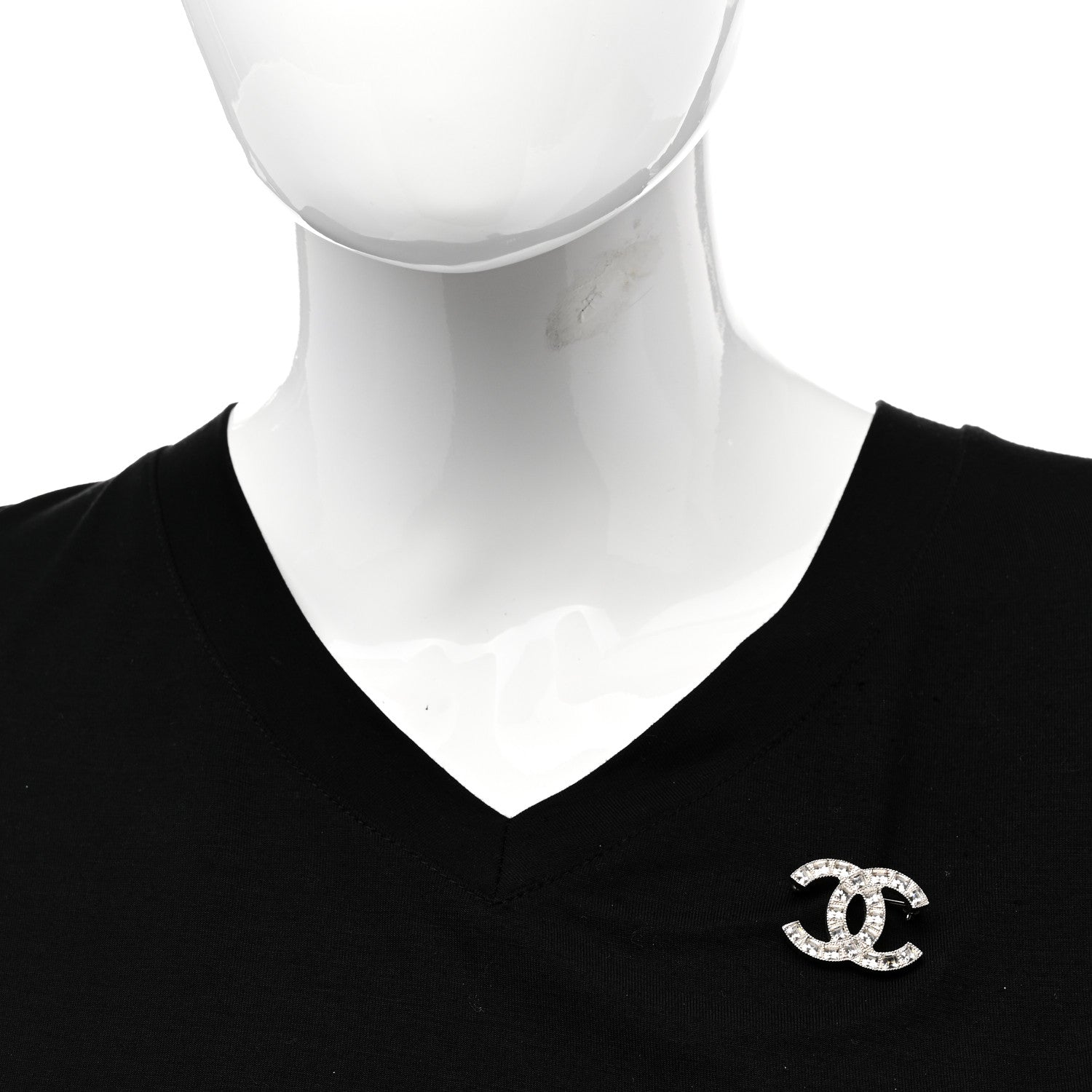 Chanel Crystal Baguette CC Mini Brooch Silver 2 of 5