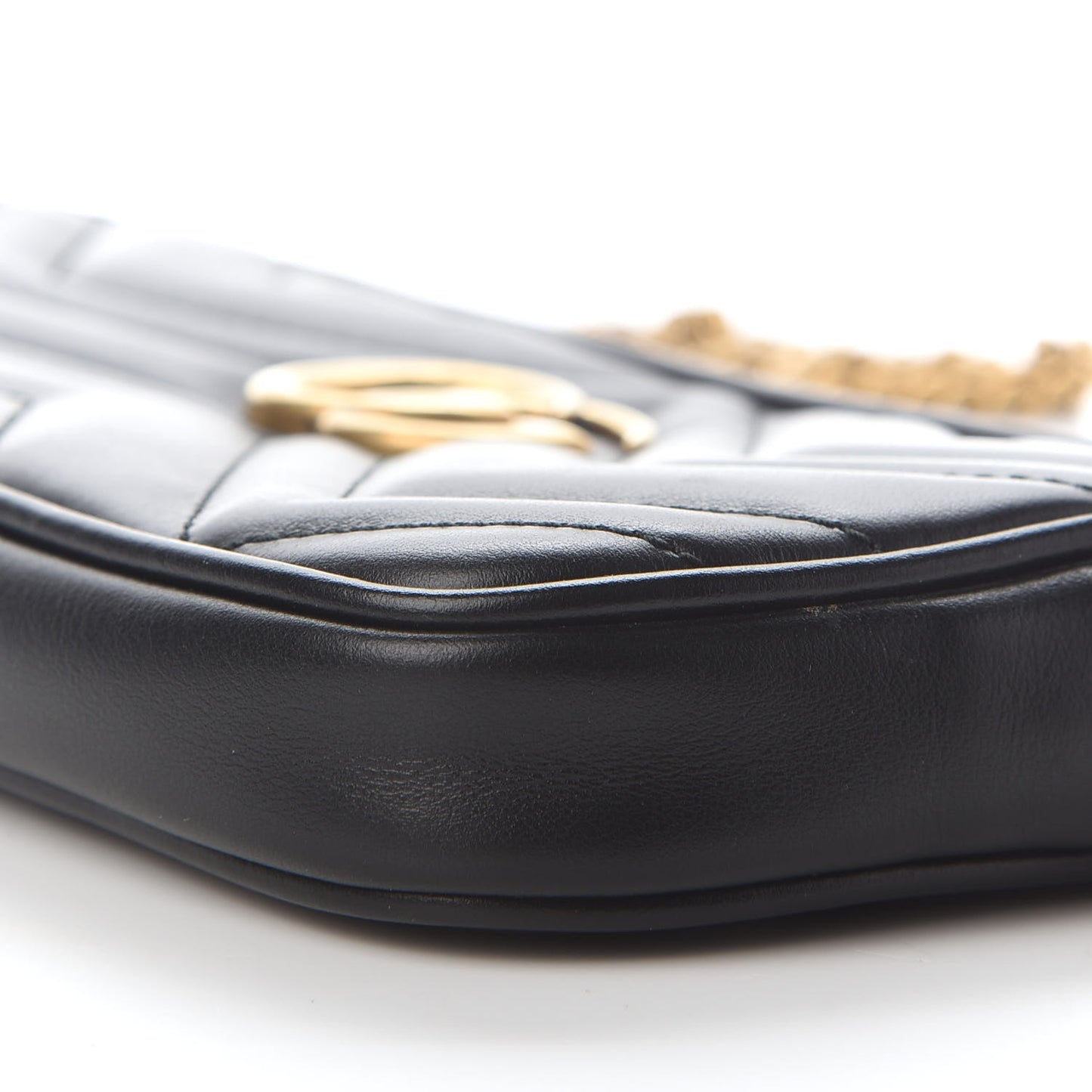 Calfskin Matelasse Mini GG Marmont Chain Crossbody Bag Black