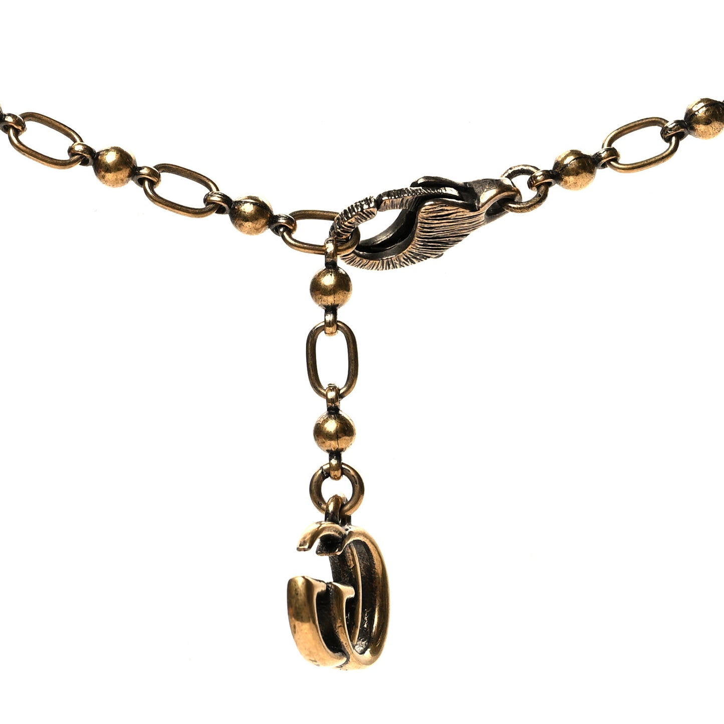 Metal Scarab Cameo Pendant Necklace Aged Gold Blue
