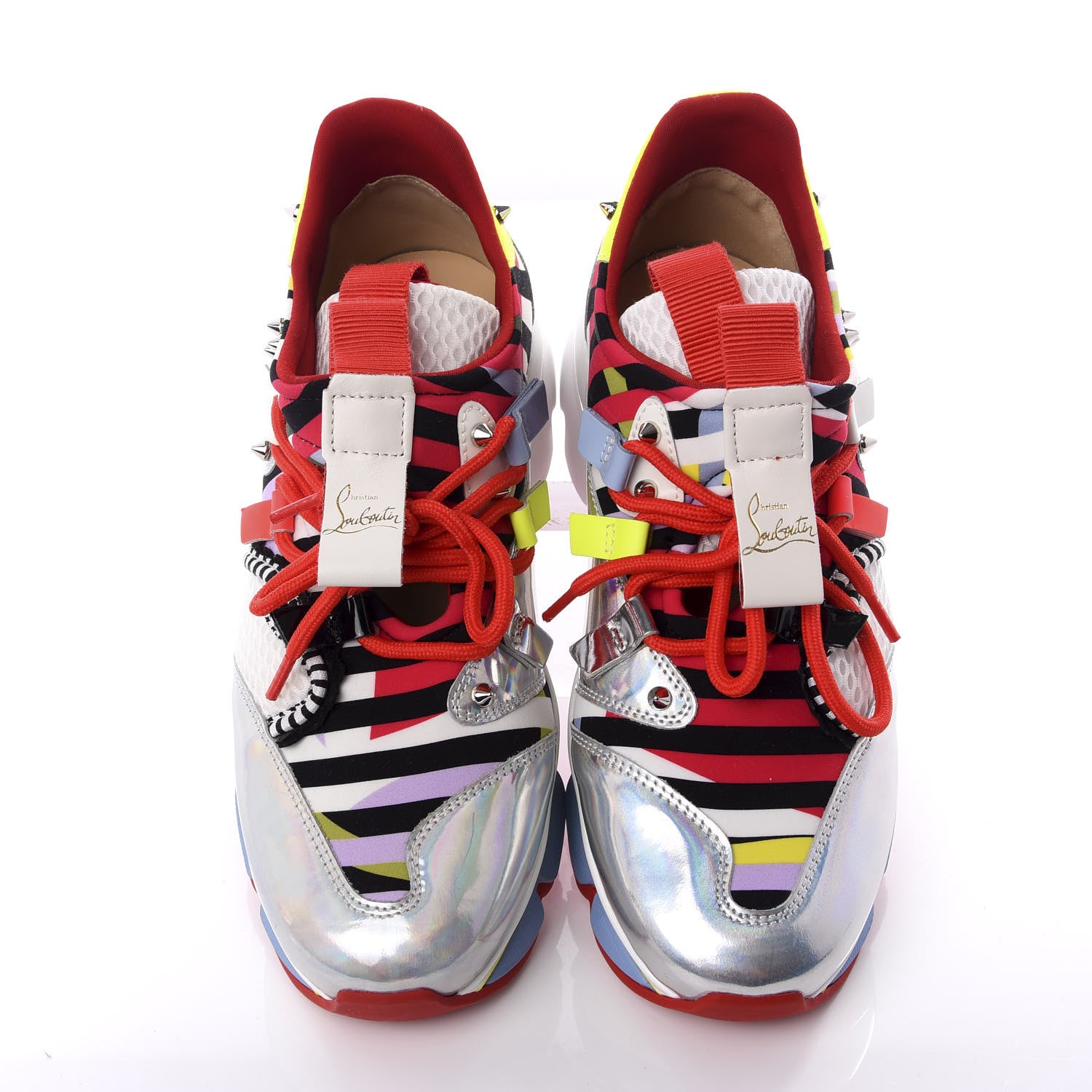 Christian Louboutin Neoprene Specchio Laser Donna Red Runner Spike Flat Sneaker 36.5 Multicolor 5 of 10