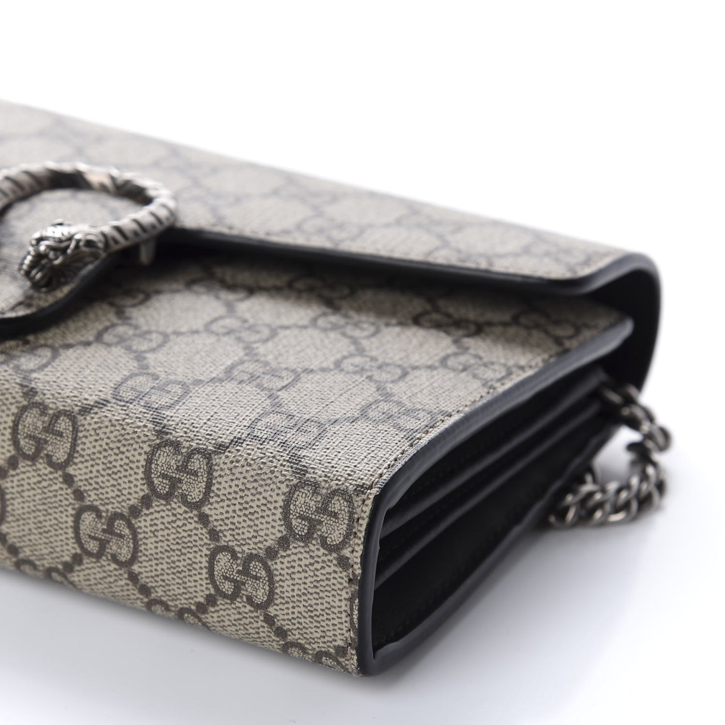 GG Supreme Monogram Mini Dionysus Chain Wallet Beige Black