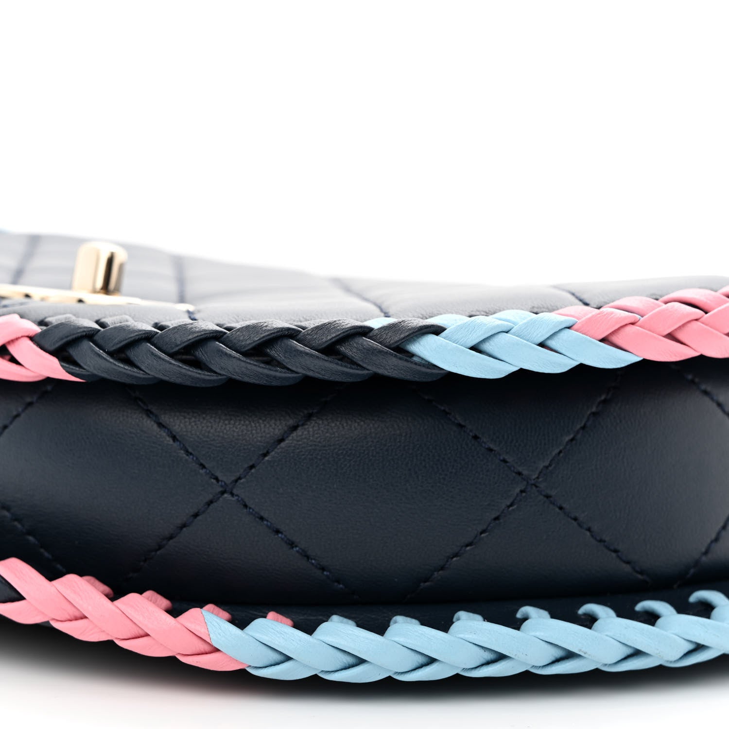 Chanel Lambskin Quilted Braided Messenger Flap Navy Multicolor 10 of 11